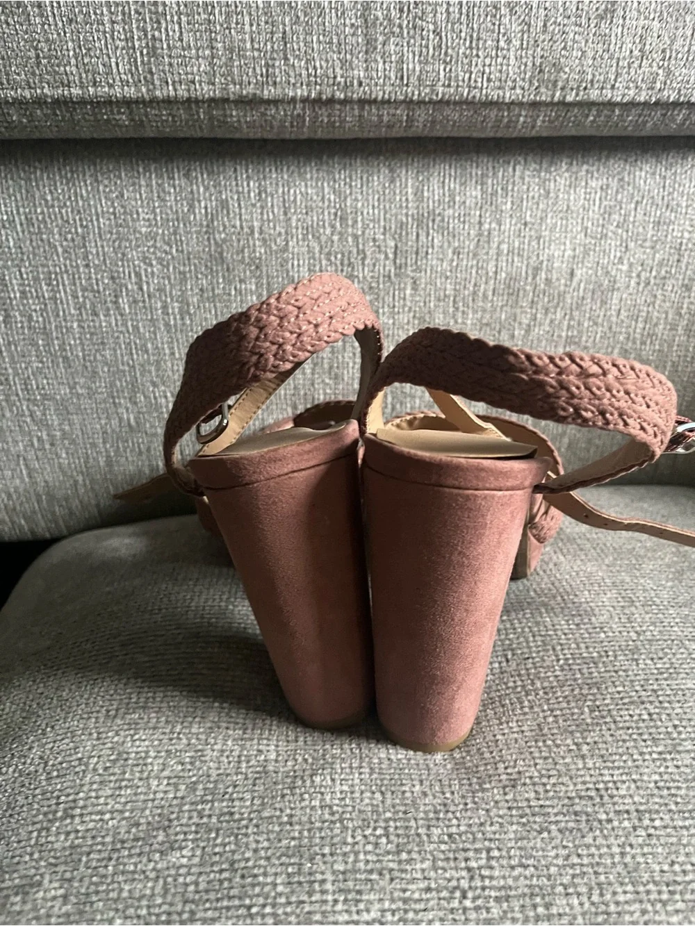 Kaari Blue Mauve Woven Slingback Heels